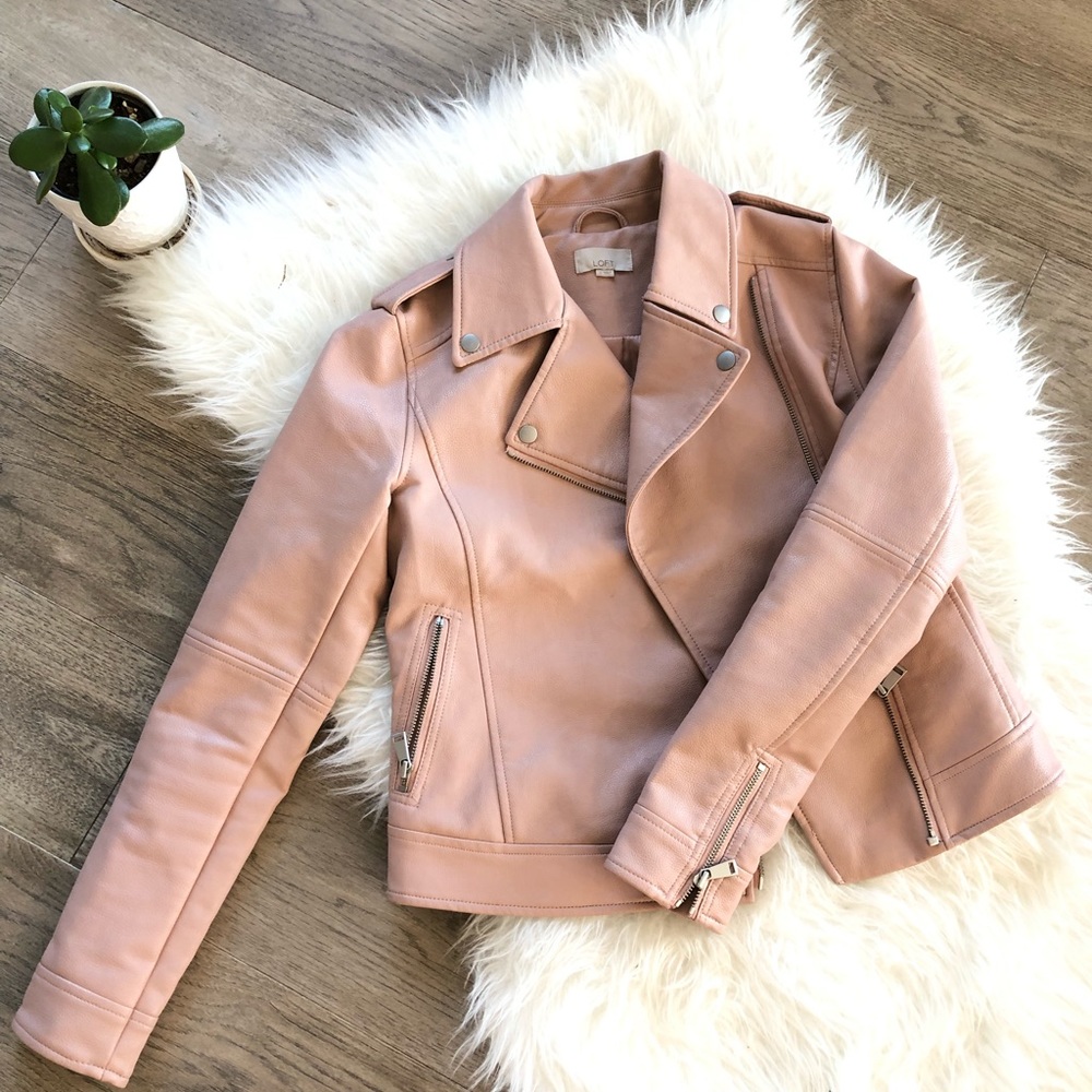 Blush vegan leather jacket from Loft